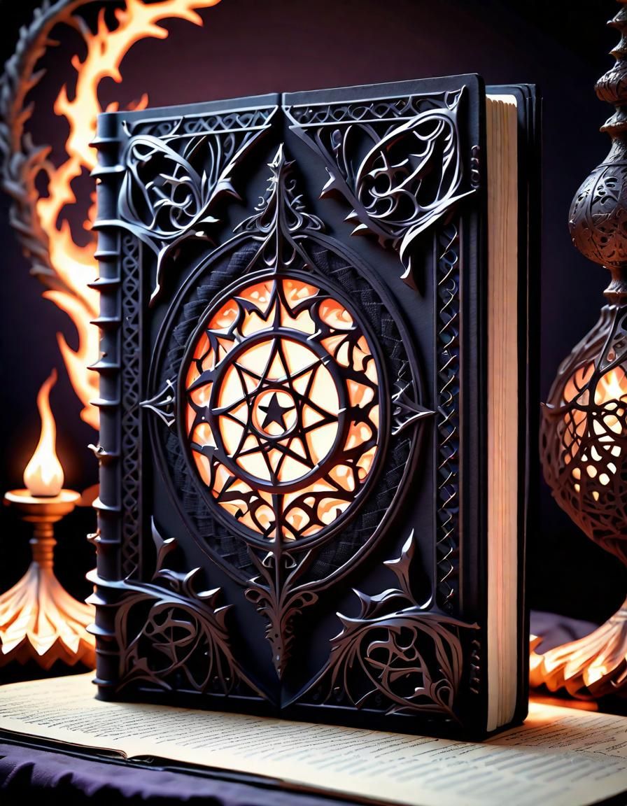 Lace Grimoire with Magical Glow in Fantasycore Style