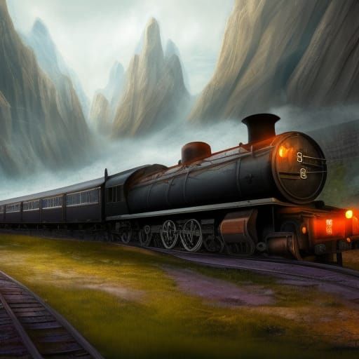 Fantastical Hogwarts Express Matte Painting in Deep Color