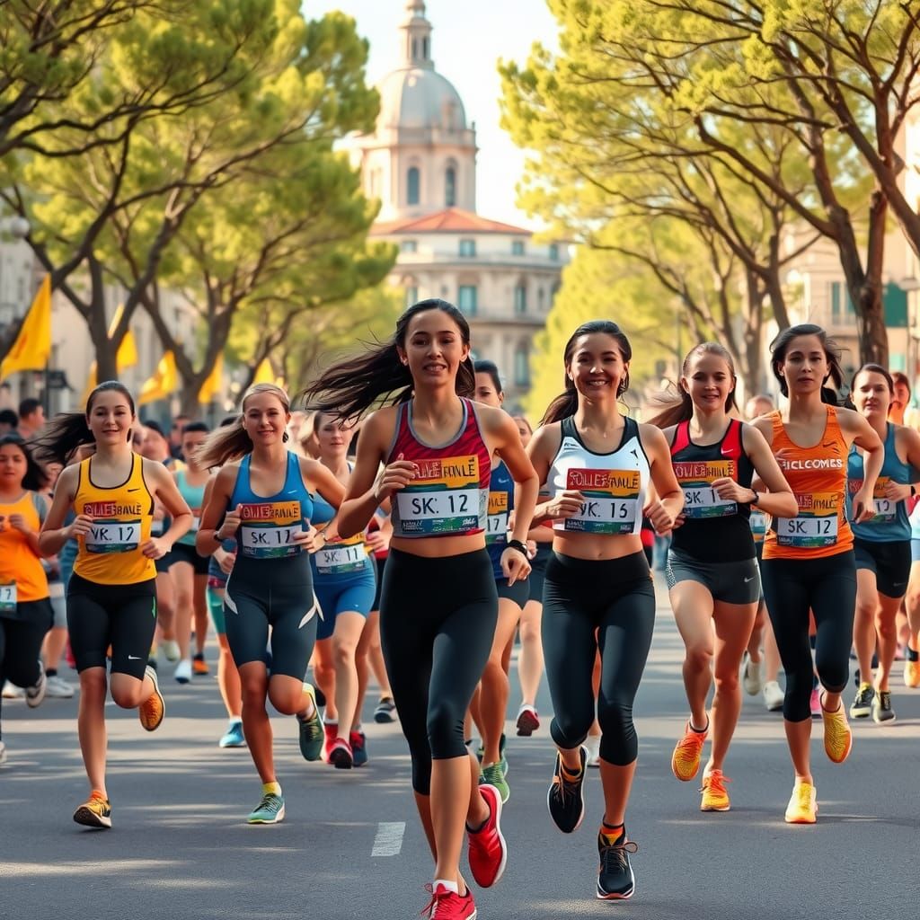 Women Runners in Montpellier Marathon, Digital Photograph