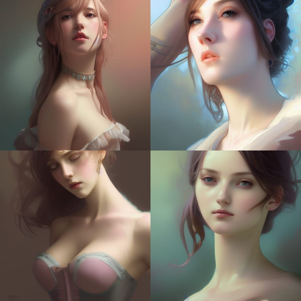 Pastel E-Girl Portrait in Hyperdetailed Style