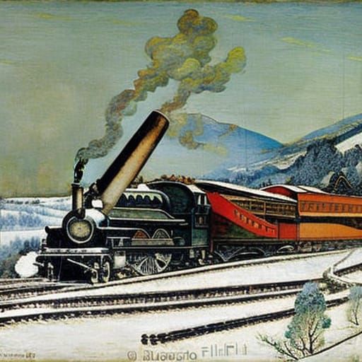 Winter Sled Race in Renaissance-Expressionist Style