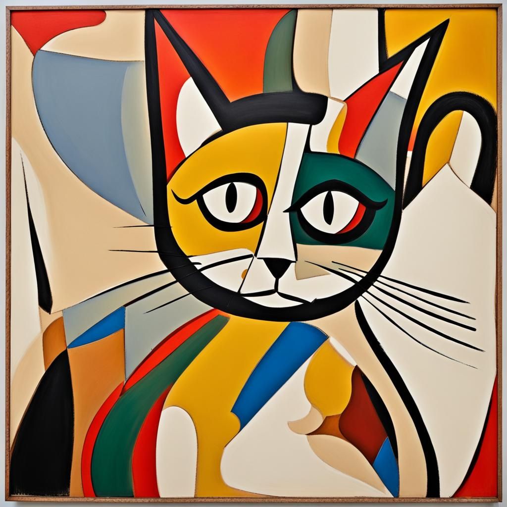 Abstract Cat Portrait in Surrealist Style