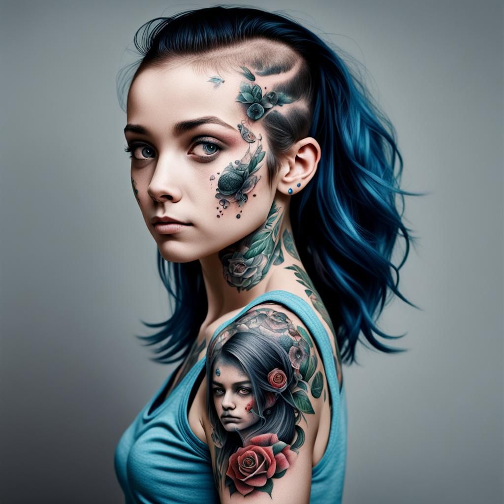 Realistic HD Photograph of Tattooed Person