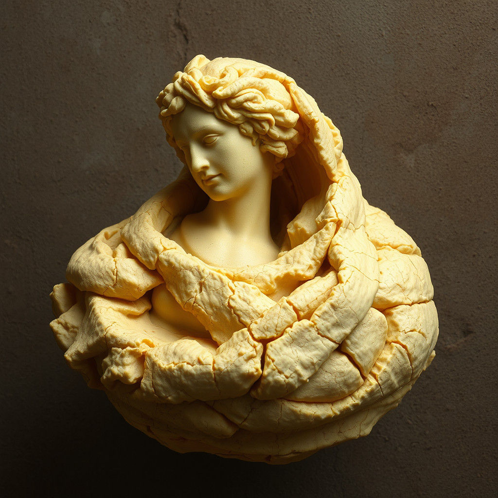 Mashed Potato Roman Sculpture in Metaphysical Style