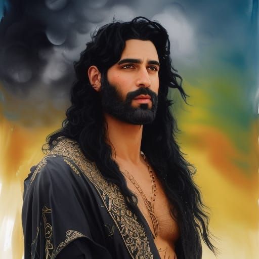 Striking Portrait of Greek Man in Watercolor Style