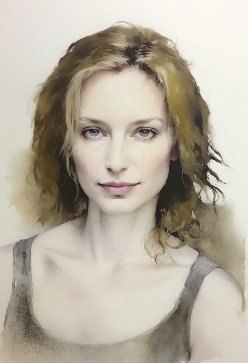 Gothgirl Portrait in High Contrast Impasto Style