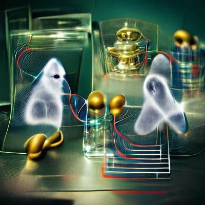 Futuristic Lab with Quantum Ghosts
