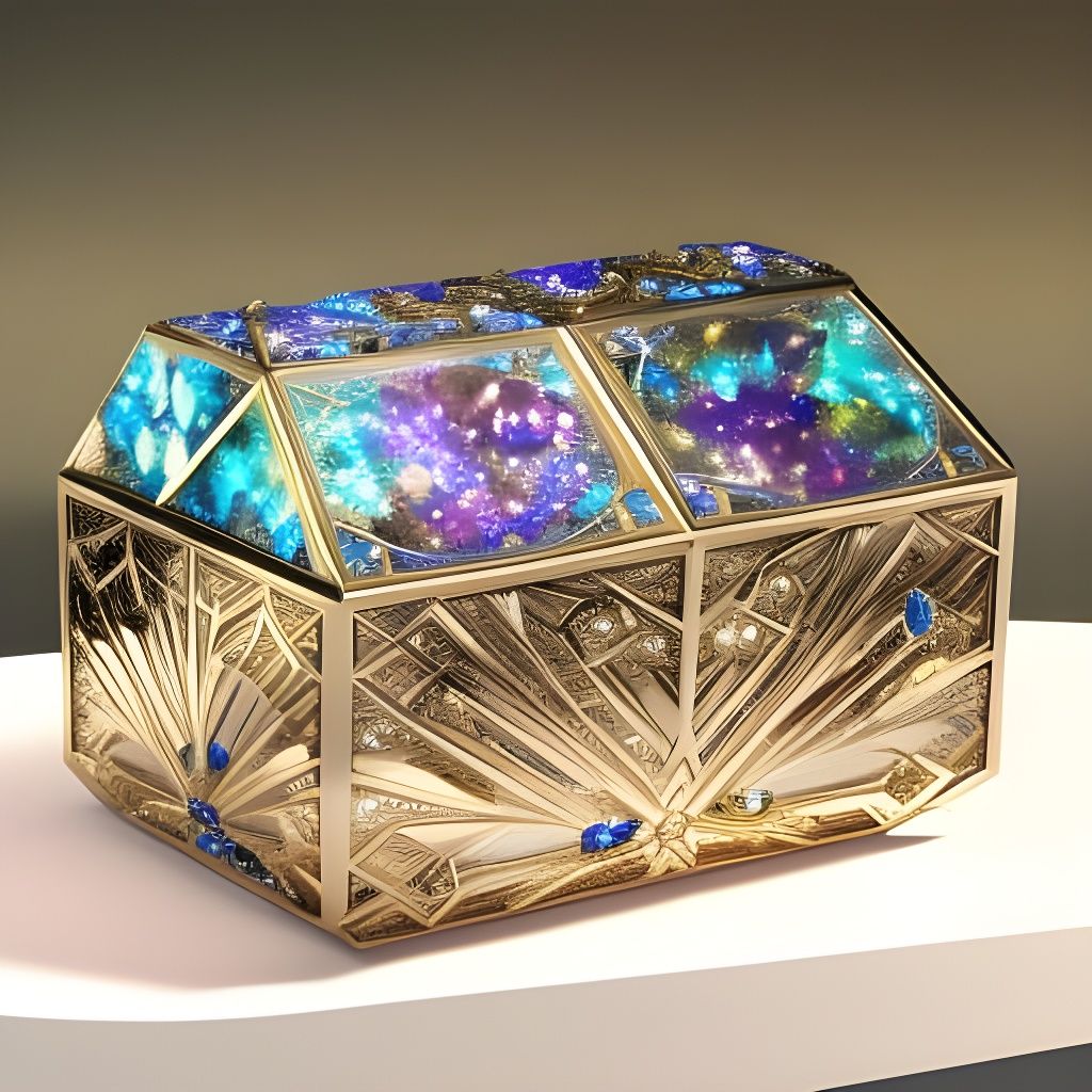 mystical treasure box made-up of precious metals like chromium gold and diamond