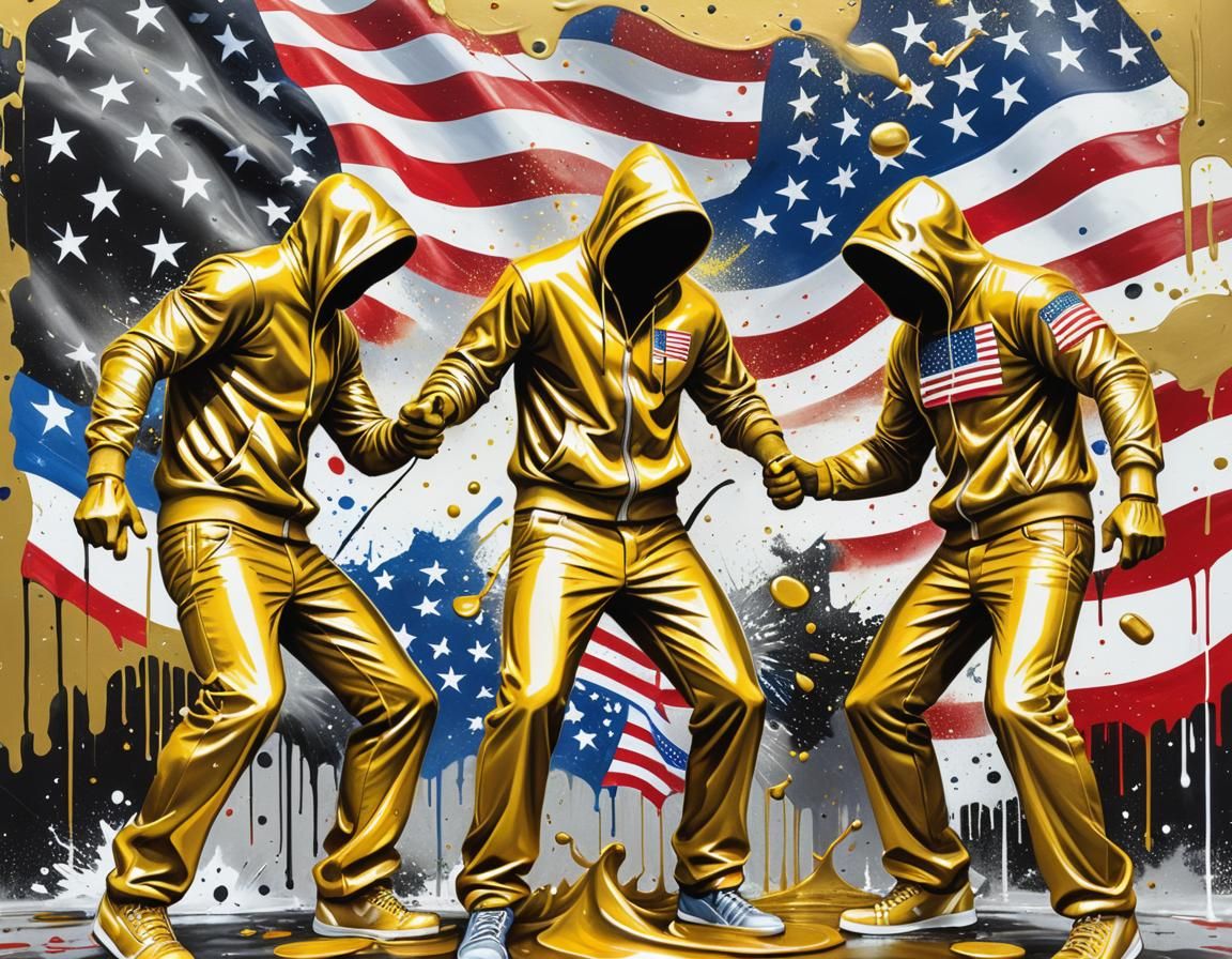 Clash of Nations: Gold vs USA in Graffiti Art