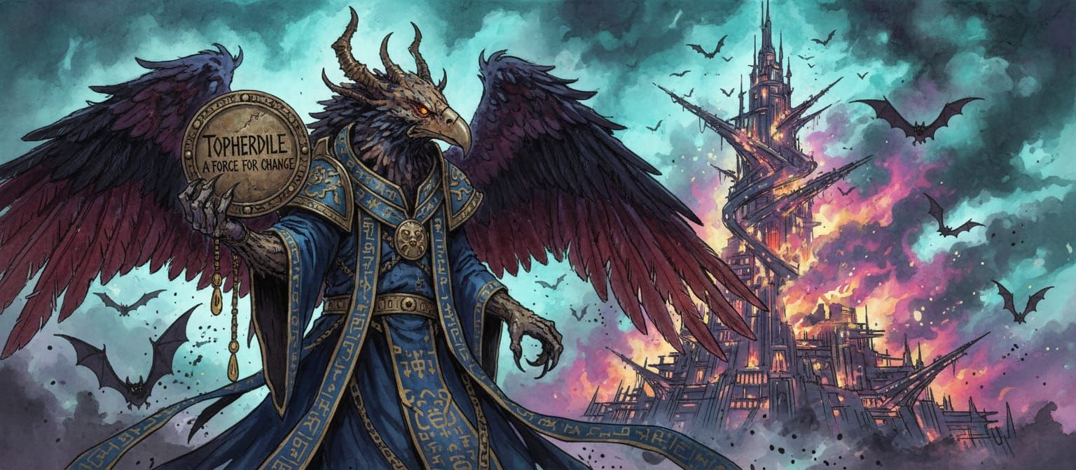 Giant Daemon Lord of Change Holding 'Topherdile' Plaque