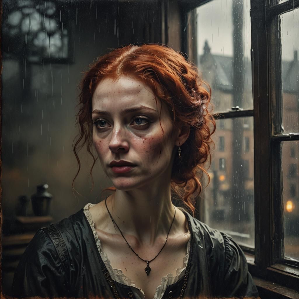 Melancholy Gothic Woman in Rembrandt Style