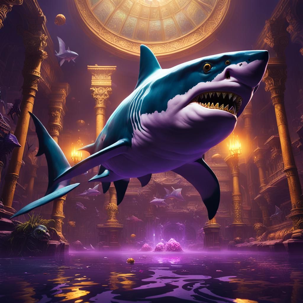 Hyperdetailed Shark in Dark Fantasy Style