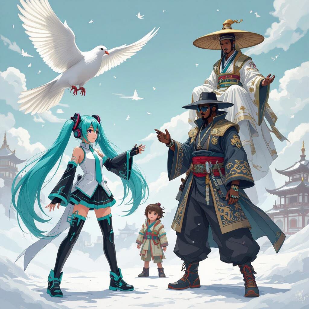 Hatsune Miku Confronts P Diddy: Cyberpunk Eastern Clash