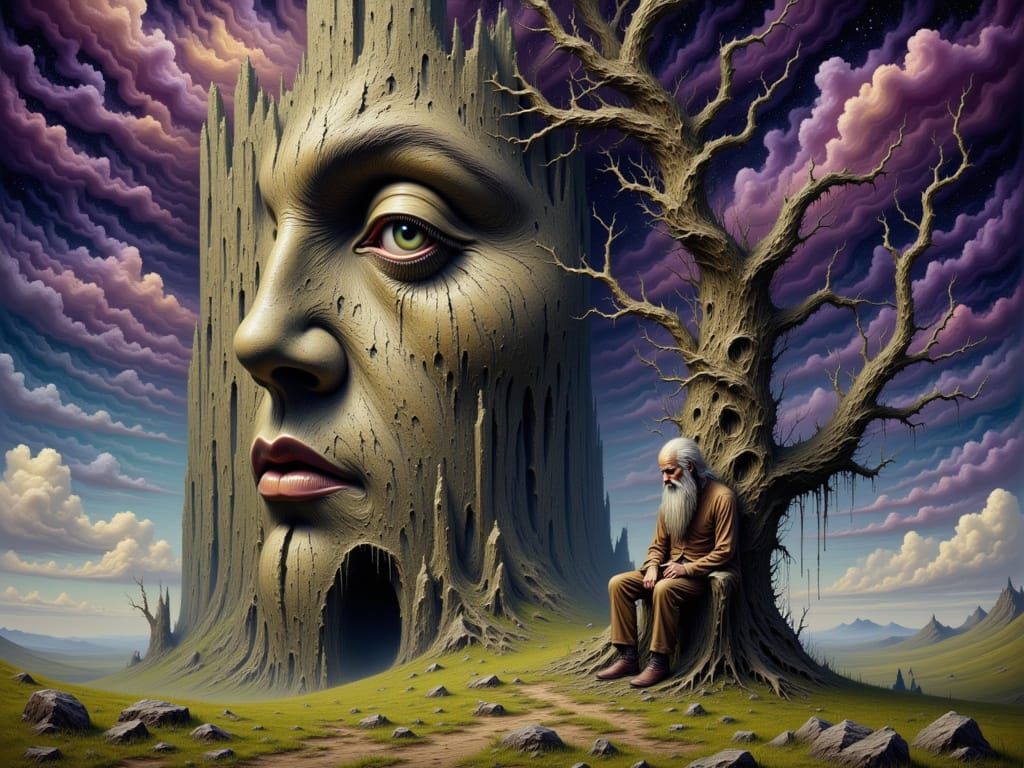 <lora:Abstract extra:1.0> A cragged face