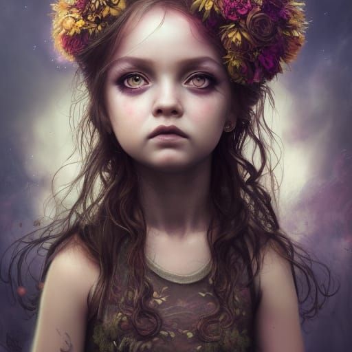 Electric Fairy Toddler Portrait in Gothic Punk Style