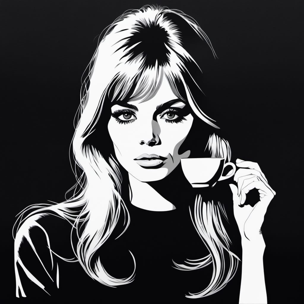 Minimalist Crayon Sketch of Brigitte Bardot