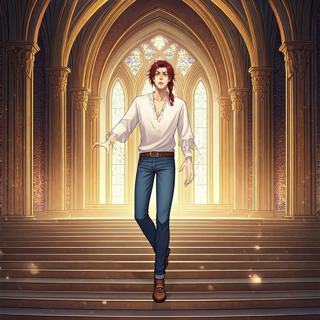 Young Man Surprised in Heavenly Council Hall