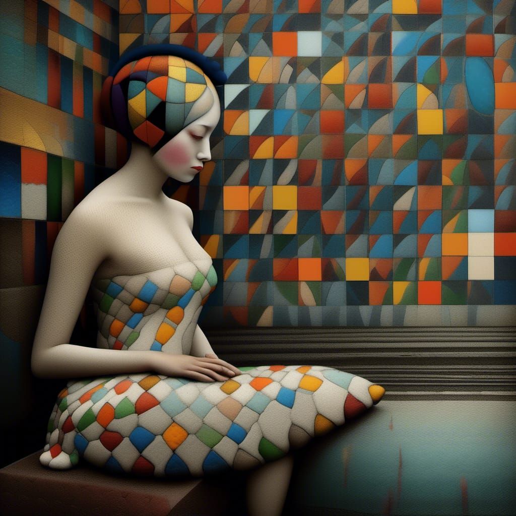 Polychromatic Abstract Blending of Emotional City Life