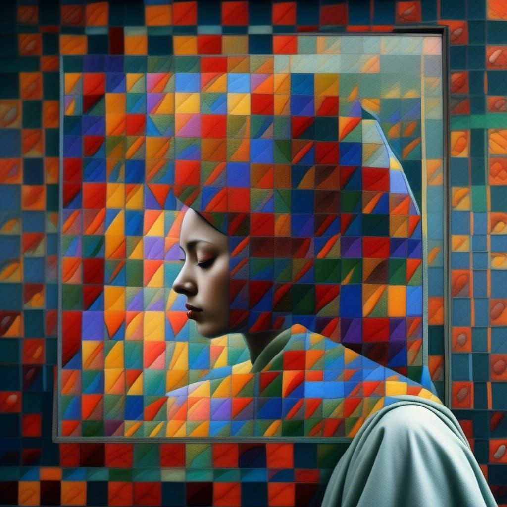 Polychromatic Abstract Cityscape in Hyperrealism