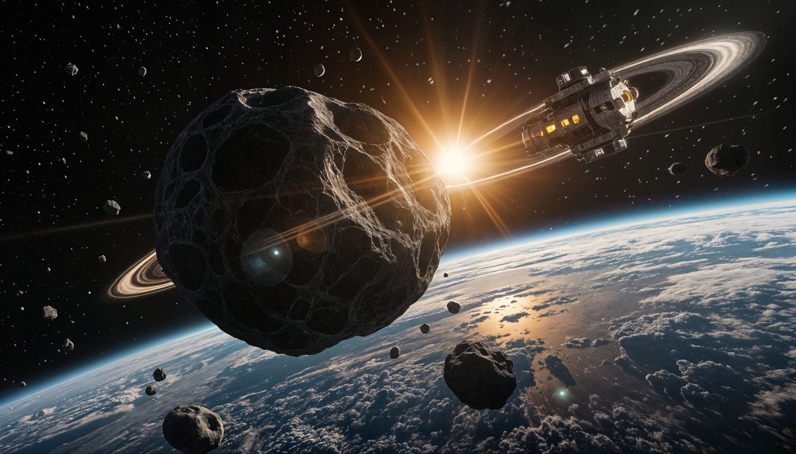 Asteroid Hurtling Past Earth in Cinematic 3D Render