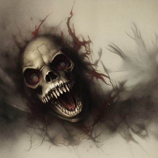 Tormented Psychopath's Smile: A Gothic Horror Illustration