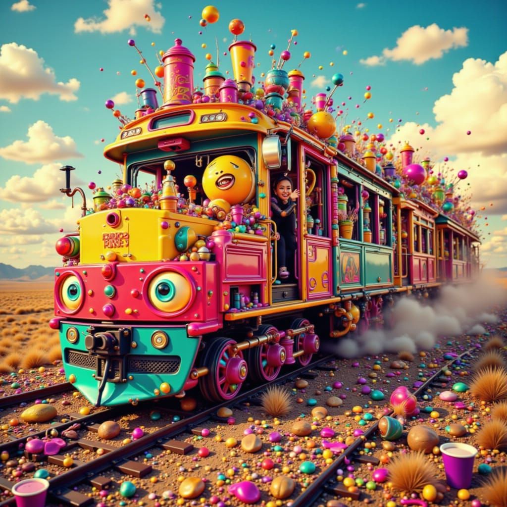 Hot Mess Express: Chaotic Technicolor Train Off Track