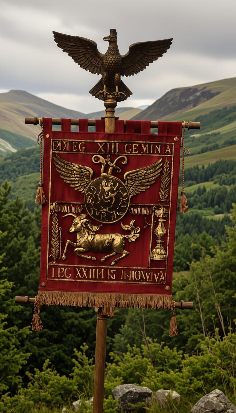 Roman Legion Standard in Welsh Mountains