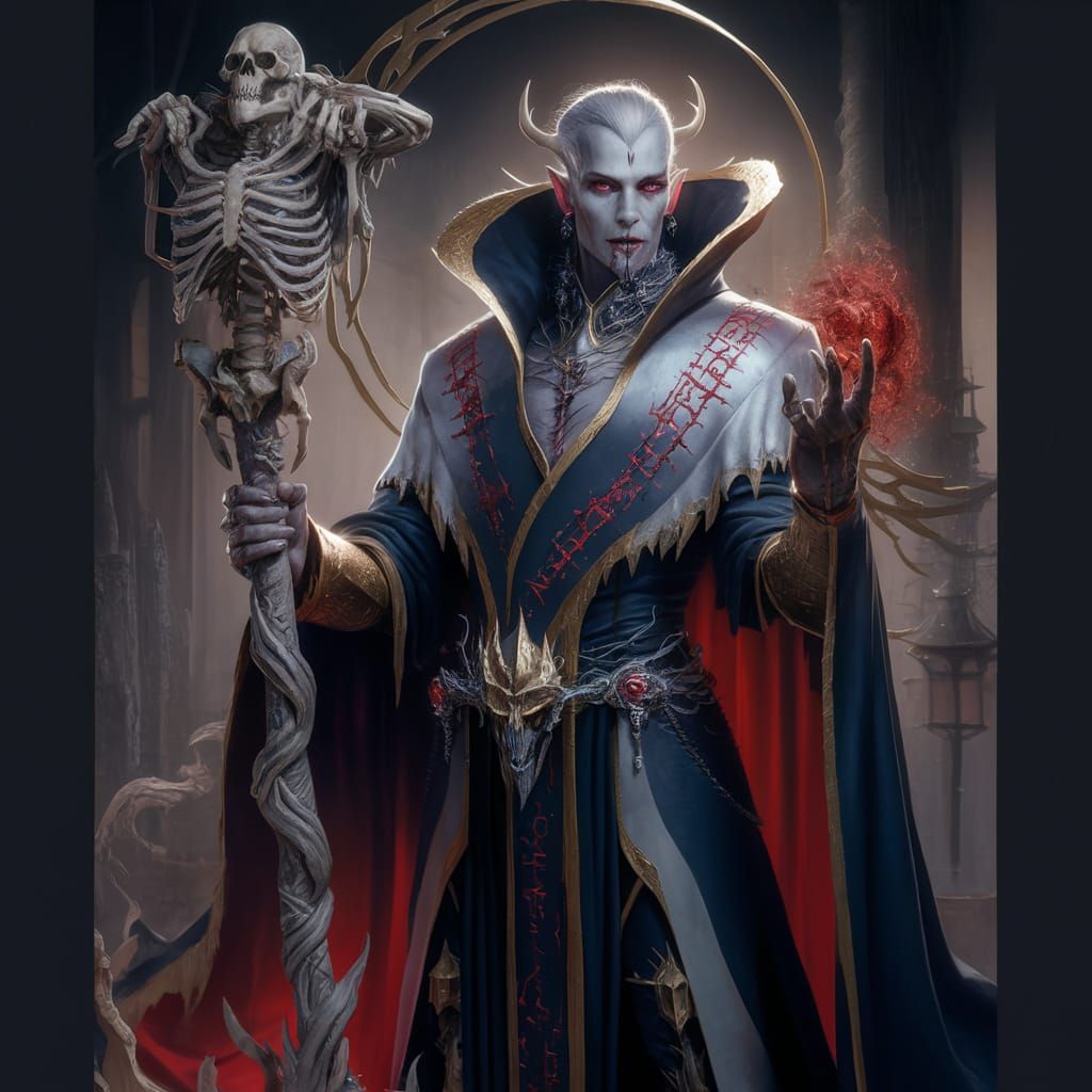 Drow Vampire Necromancer with Necrotic Staff
