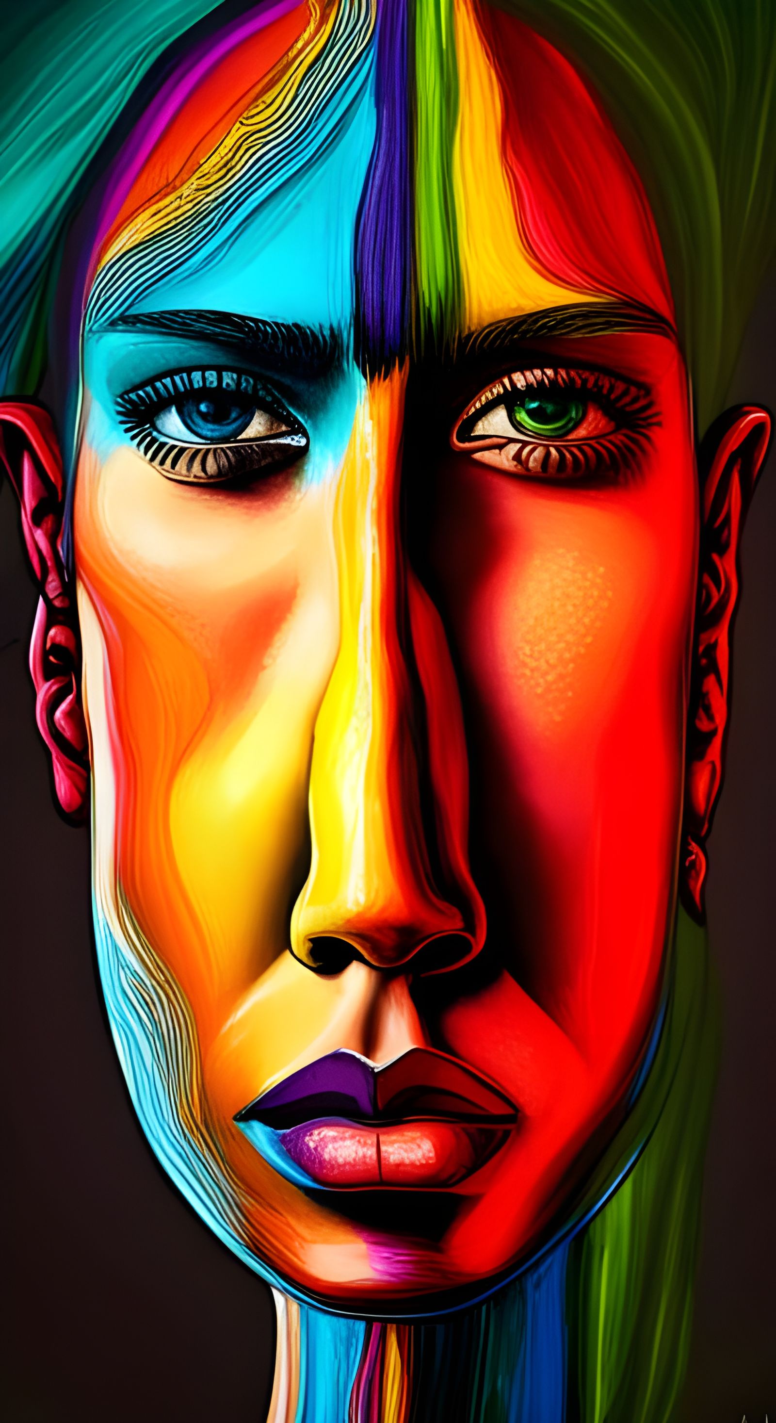 Surreal Melted Crayon Face Portrait in Mixed Media