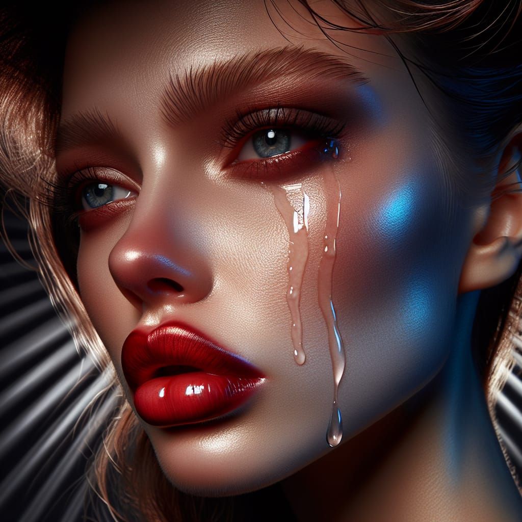 Crying Witch Portrait in Hyperrealistic Splash Art Style