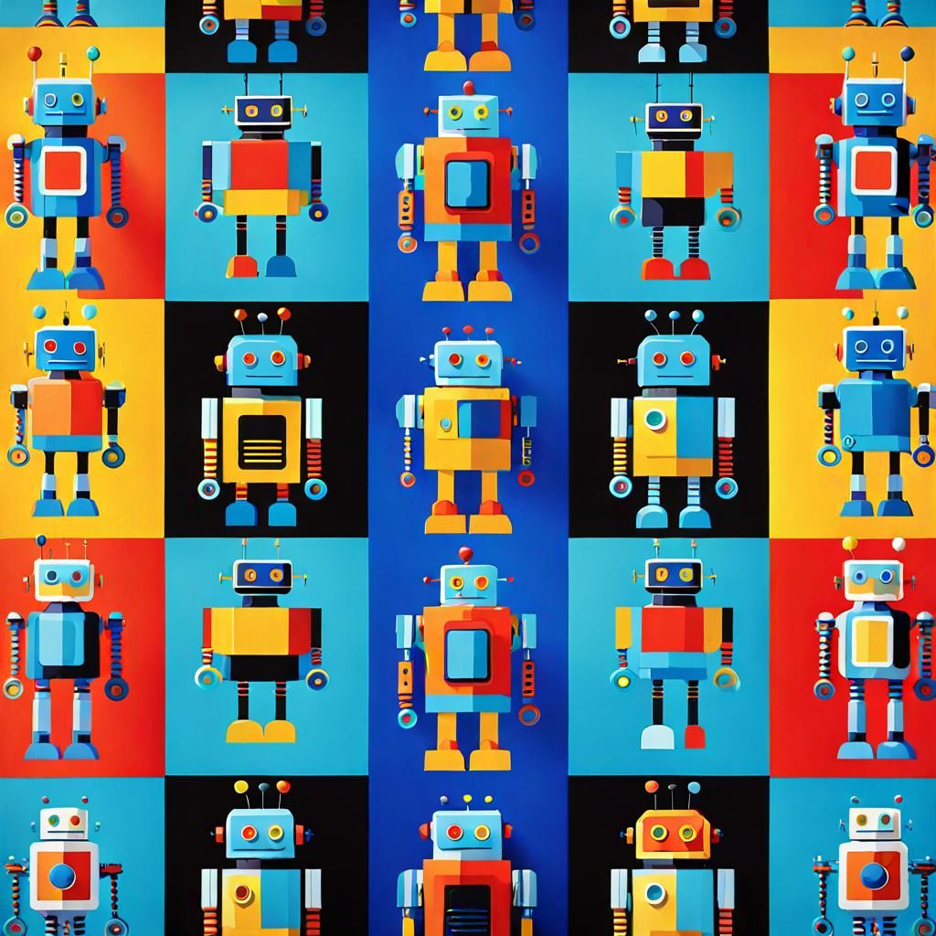 Robot Wrapping Paper in Pop Art Style