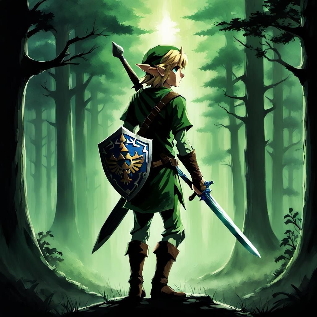 Link from Zelda in a Dark Forest