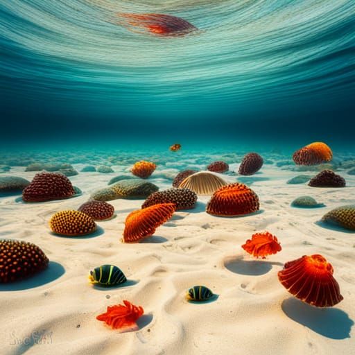 Vibrant Underwater Scene with Submarine: Digital Art