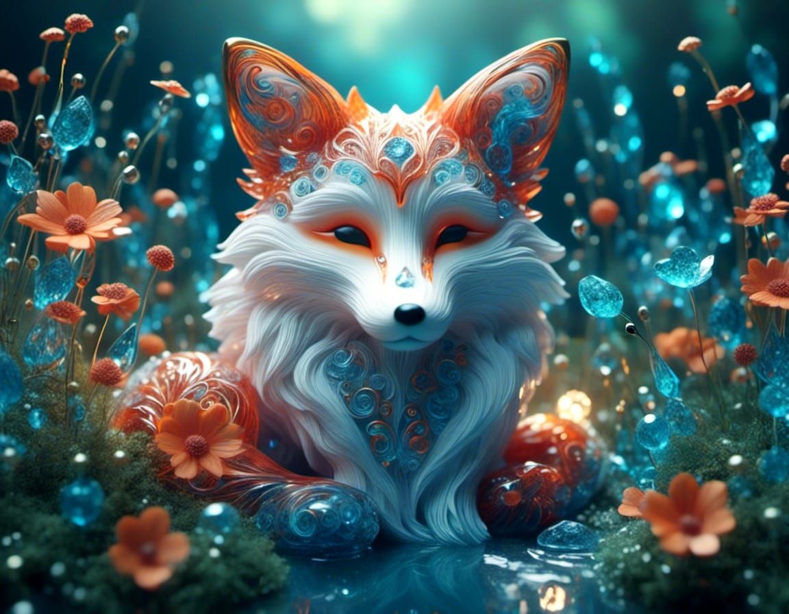 Enchanting Fox with Tribal Patterns in 3D Render