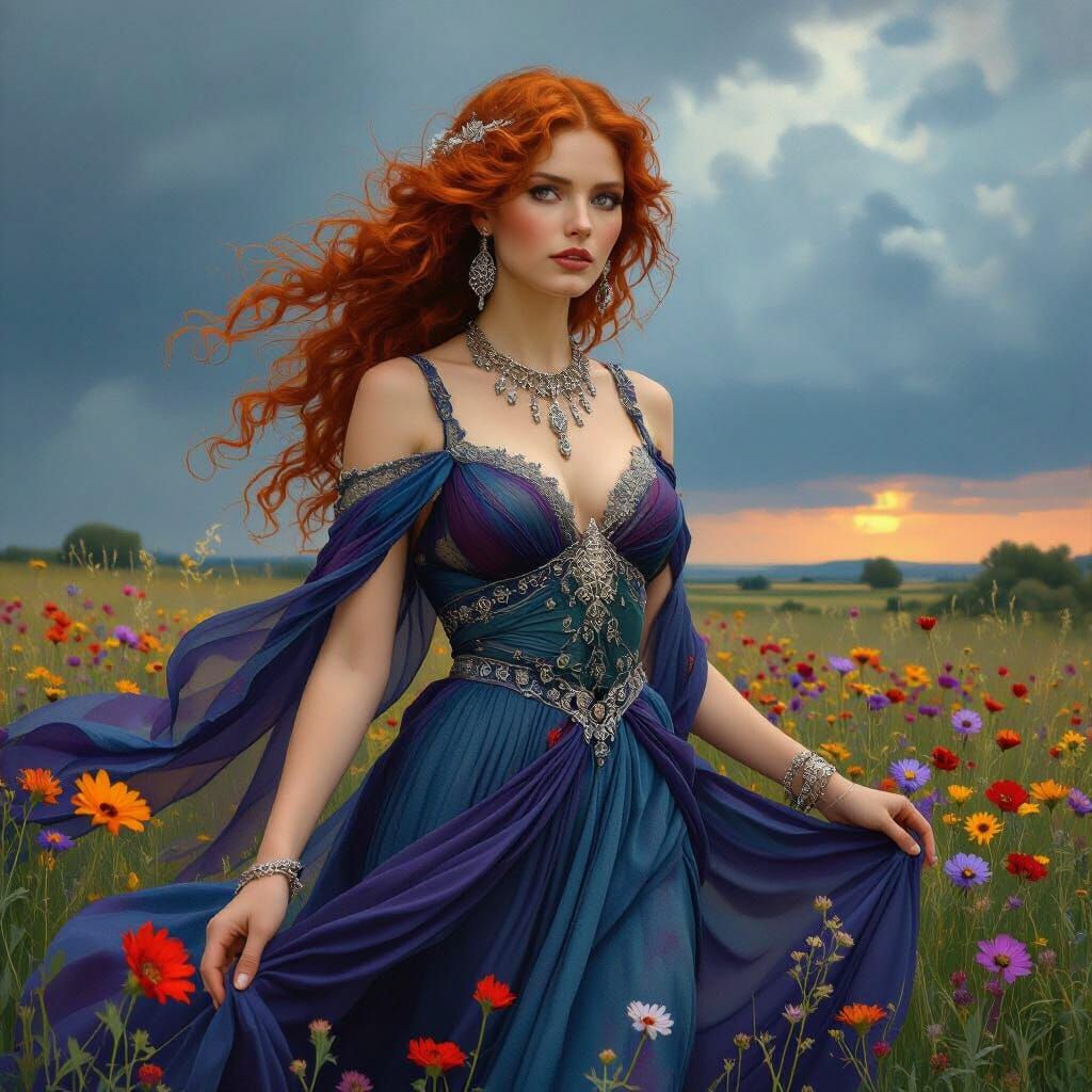 Fierce Redhead in Art Nouveau Style