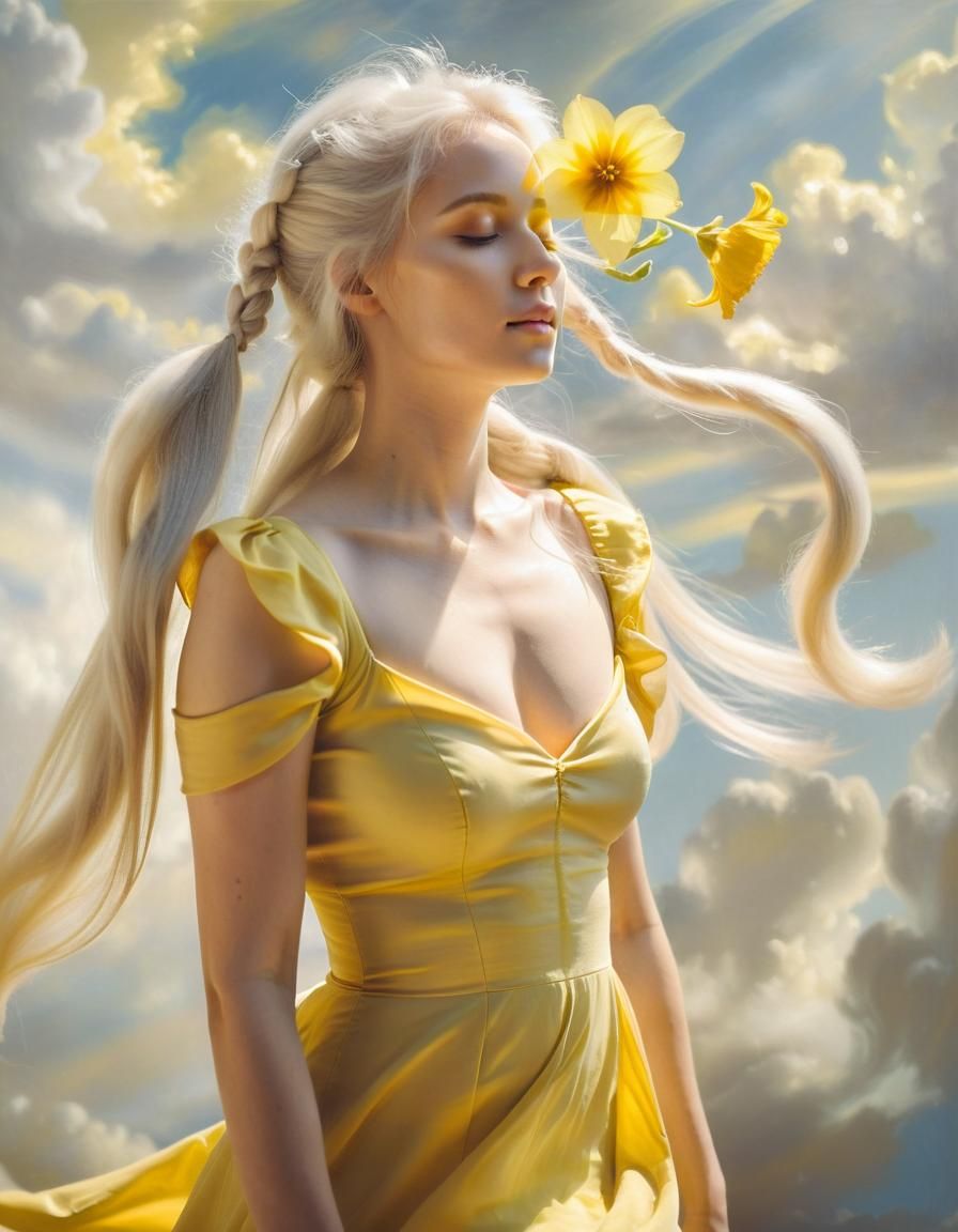 Heavenly Beauty in Dreamlike Oil Painting