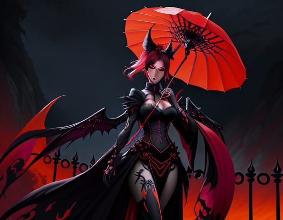 Elegant Vampire Demon Strides into Dark Fantasy