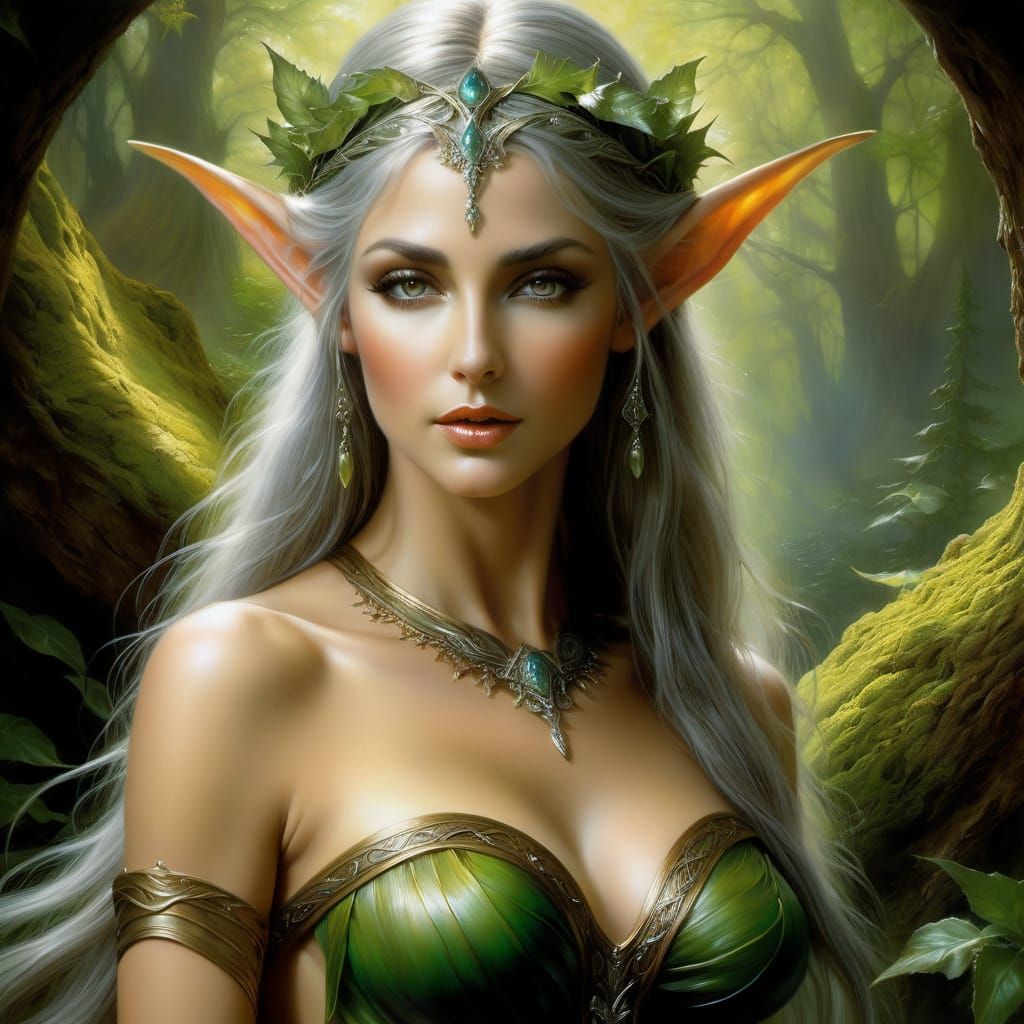 Elf Nymph in Oil Painting Style