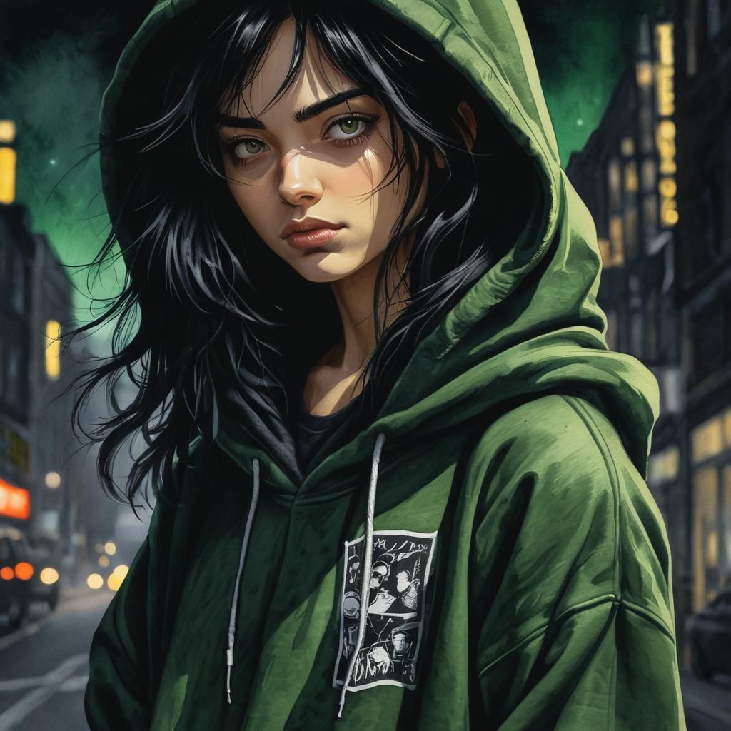 Teen Portrait in Charcoal and Watercolor Style