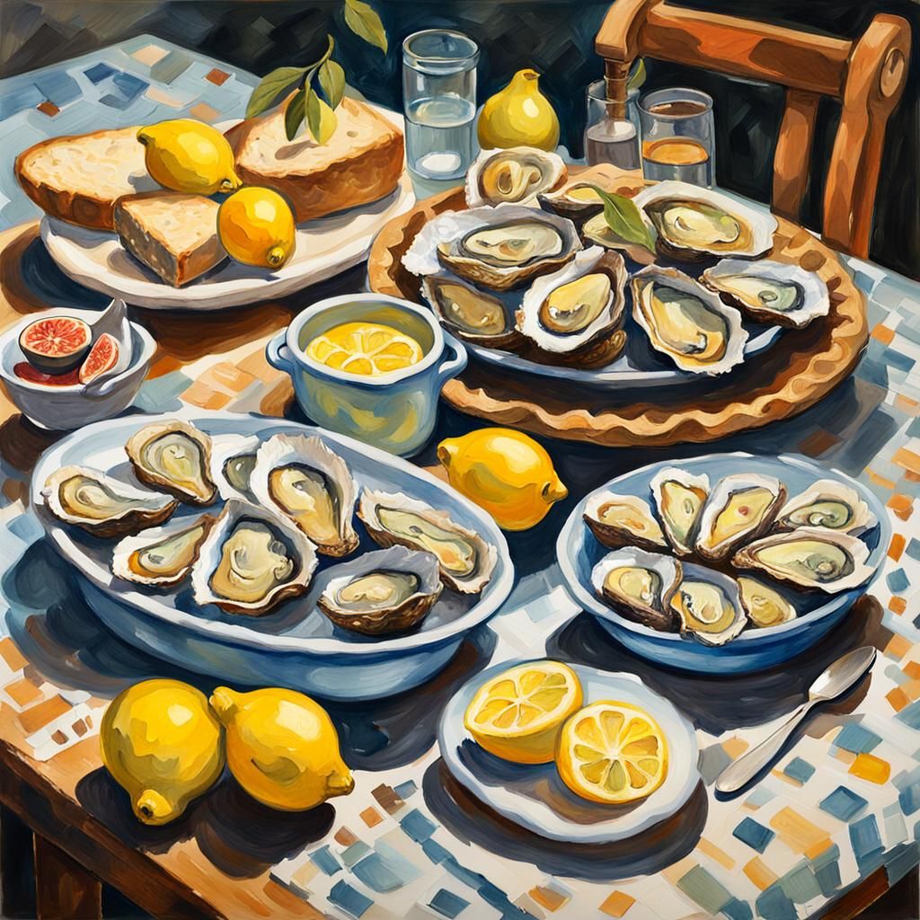 Mediterranean Buffet in Gouache and Watercolor Style