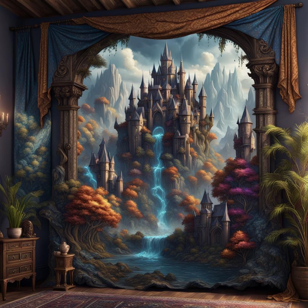 Detailed Tapestry Matte Painting in Unreal Engine