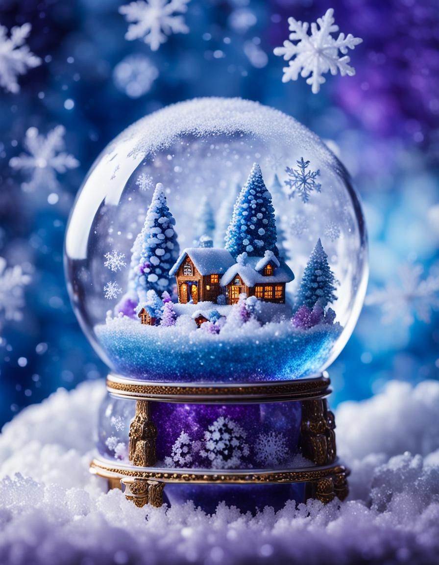 Crystal Winter Wonderland in Gemstone Snow Globe
