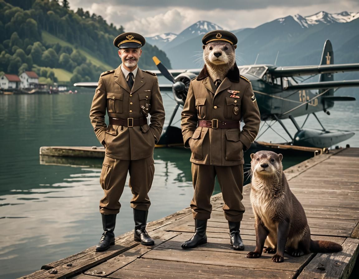 Otter Pilot and Seaplane on Lake Jetty