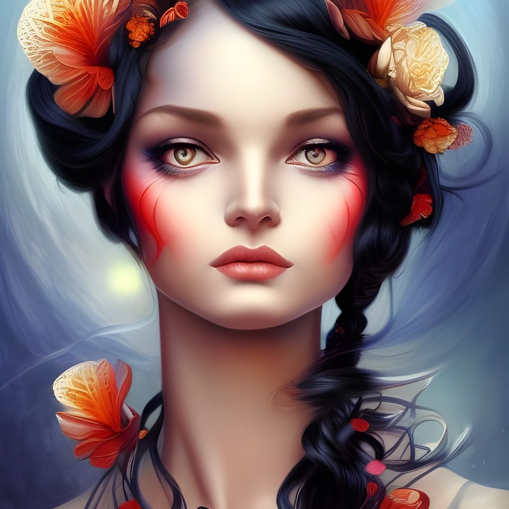 Neovictorian Woman Portrait in Artgerm and Malczewski Style