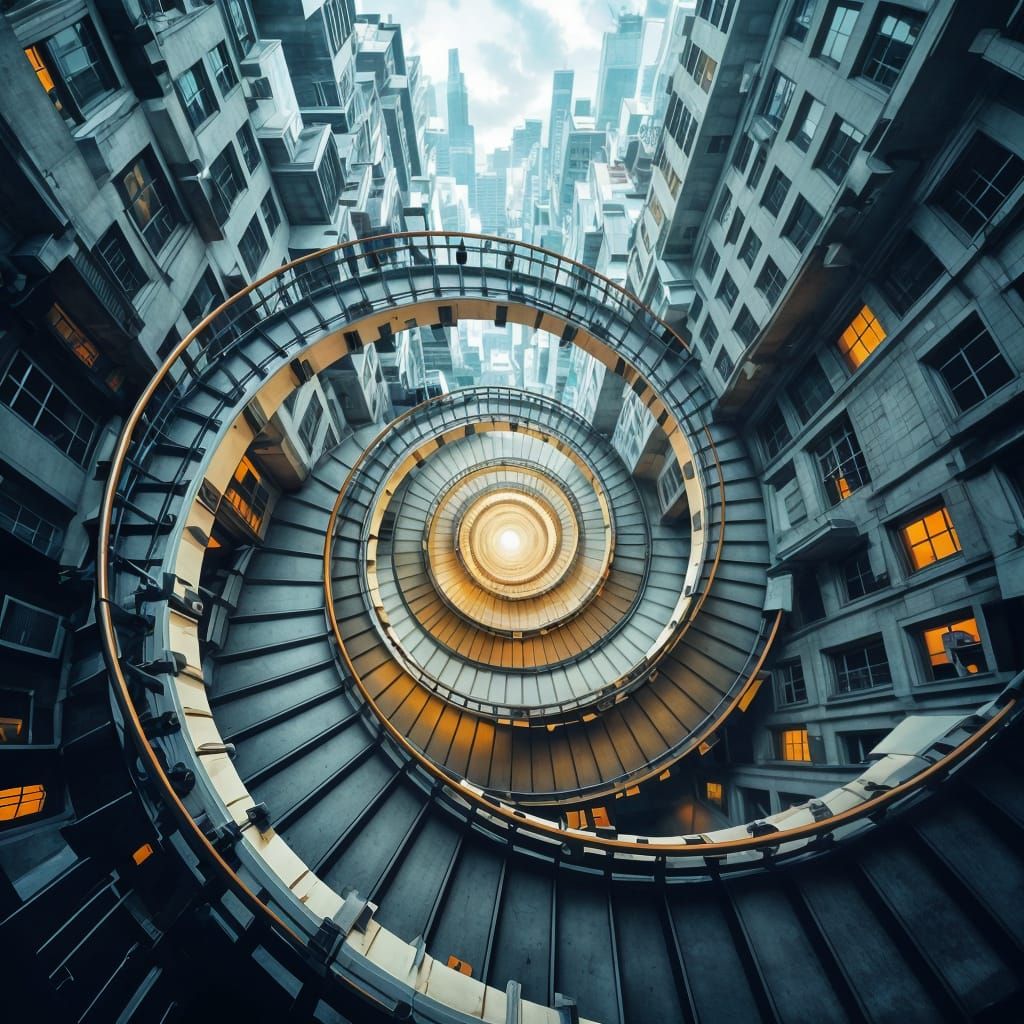 Mind-Bending Spiral Staircase Inducing Vertigo