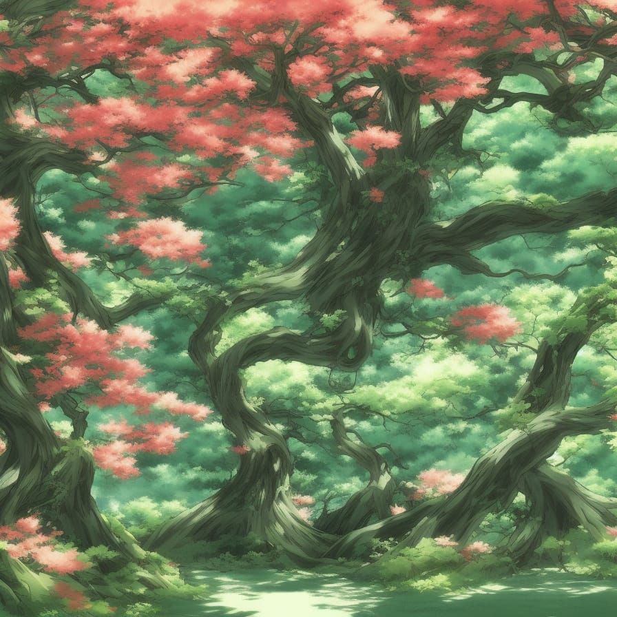 Anime Style Japanese Forest Scene