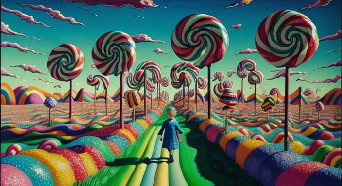 Candy Dreamscape: A Surrealist Journey in Digital Art