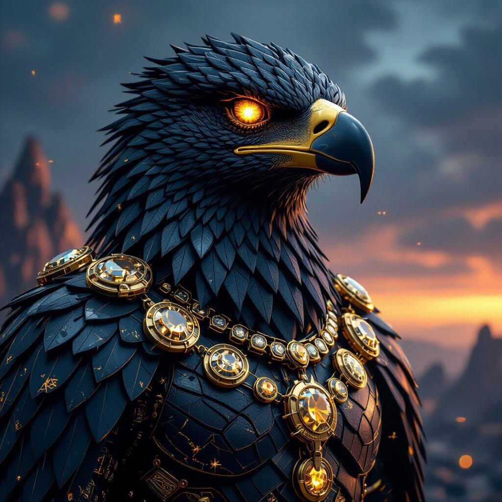 Majestic Eagle-Reptile Overlord in Digital Skies