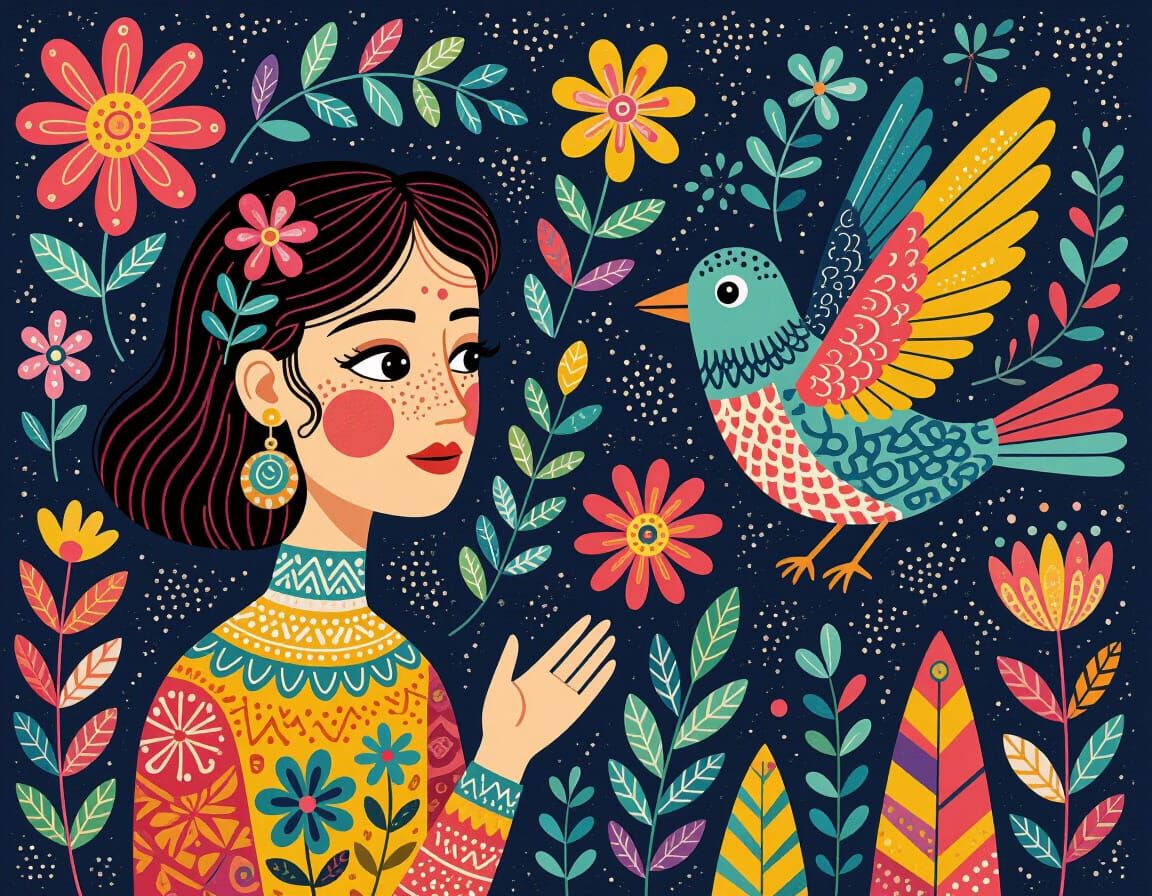 Whimsical Doodles with Intricate Patterns and Abstract Shape...