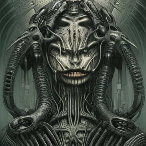 Surreal Biomechanical Landscape in Comic Book Style